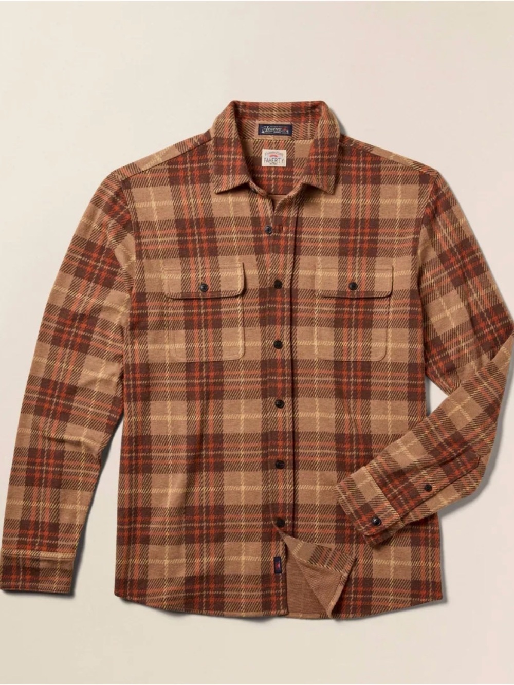 NWT FAHERTY legend sweater shirt in cedar sands plaid - Size XL